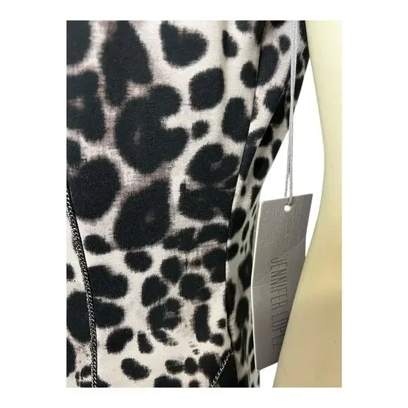 NWT Jennifer Lopez Parisian Chic Leopard Sheath Dress Black/White Women 2 Formal - Picture 5 of 8